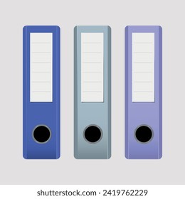 Three realistic vector office folders