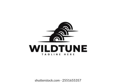 three record vinyl disc with scratch shape modern logo design template for music instrument and entertainment company business  