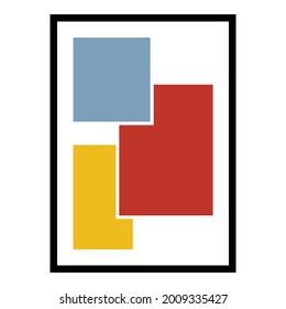 Three rectangles Abstract Geometric Wall Art. Mid Century Illustration in Minimal Style for house Decoration Background. Shape Art Set of soft color painting in boho style. poster template layouts.