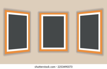 Three rectangular 3D frames for your presentation. In perspective. Vector illustration