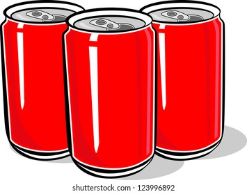 Three Red Aluminum Beer Can