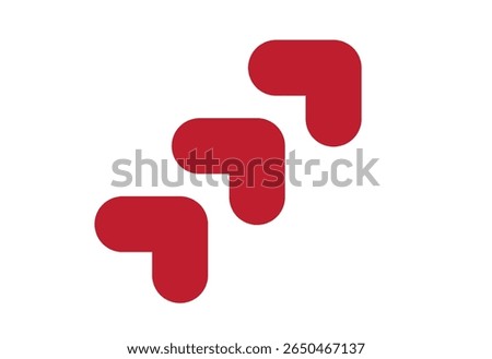 Three red arrow up thick lines. Editable Clip Art.