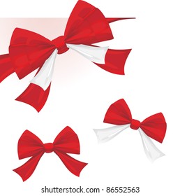 Three red bows isolated on the white. Vector