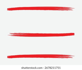Três traçados de pincel vermelho em um plano de fundo branco
