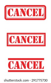Three red cancel rubber stamp set