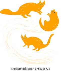 three red cats.isolated on a white background.vector.