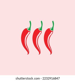 three red chilies icon. simple flat vector design. good for food stalls, cafe chefs, education, etc.