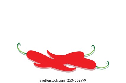 Three red Chilies isolated on white background. Long chili pepper illustration. Editable vector EPS available