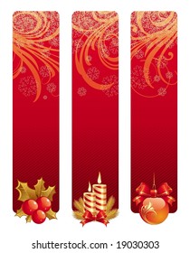 Three red christmas banners