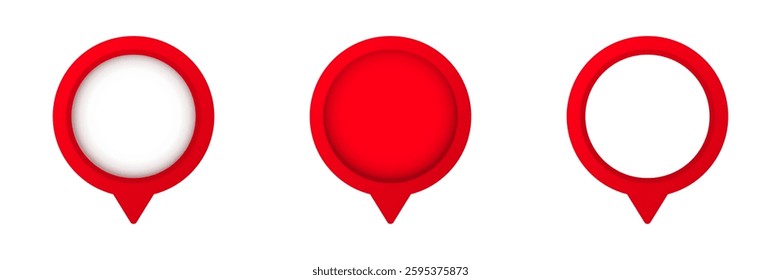 Three red circular pin markers showing different fill styles: empty, semi-filled, and filled.
