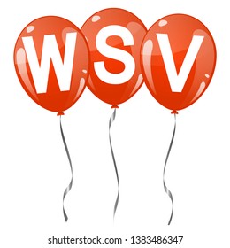 three red colored flying balloons with text WSV (german winter sale)