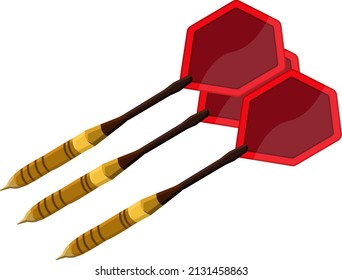 Three red darts, illustration, vector on a white background.