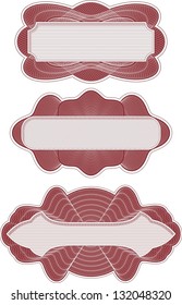 Tres emblemas rojos de diploma o certificado