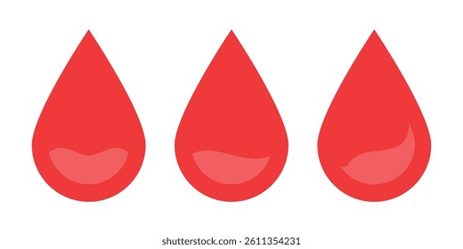 Three red drops of blood. Blood donation and healthcare icon. Vector illustrations EPS 10