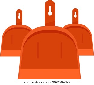 Three red dustpans, illustration, vector on a white background.