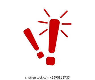 Three red exclamation marks indicating a state of alert, surprise, or emergency.