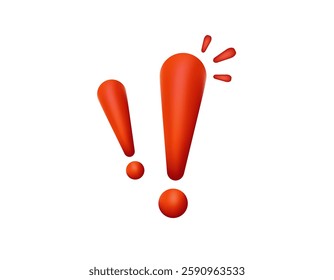 Three red exclamation marks of varying sizes symbolize alertness, attention, and emphasis.