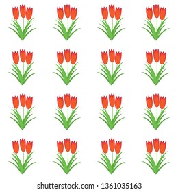 Three red flowers in one bouquet. Seamless Wallpaper pattern. 