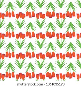 Three red flowers in one bouquet. Seamless Wallpaper pattern. 