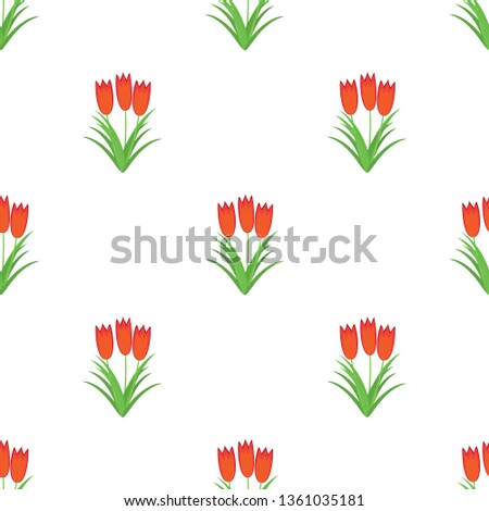 Three red flowers in one bouquet. Seamless Wallpaper pattern. 