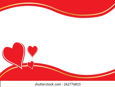 three red hearts with border and space in the middle