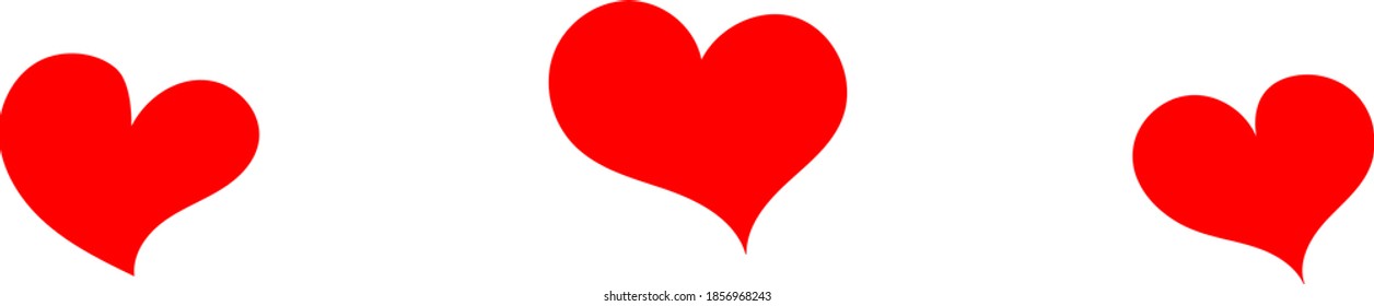 Tres corazones rojos - dibujo de contorno para emblema o logotipo. Plantilla para una tarjeta de saludo para el día de San Valentín, señal romántica de los amantes.