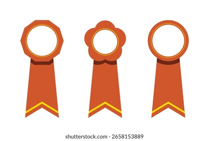 três ilustrações de medalha vermelha em branco