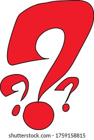 three red question marks in graffiti style.