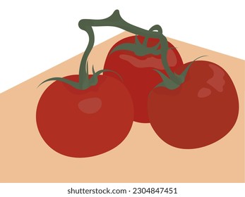 three red ripe peach tomatoes