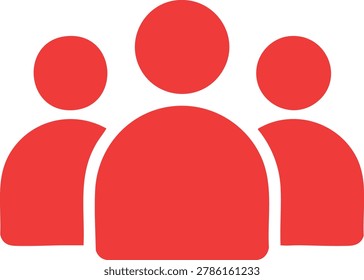 Three red silhouettes of people grouped together figures