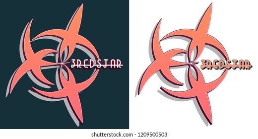 Three red stars logo. Vector illustration logo of three red stars on a light and dark background.
Text 3REDSTAR.