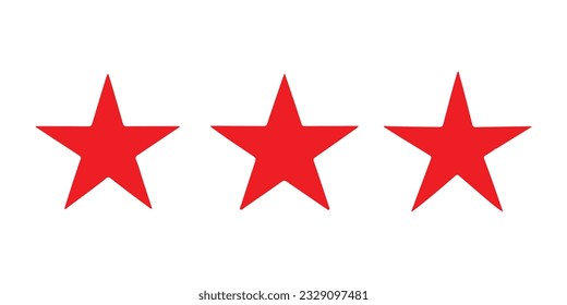 three red stars for product review vector illustration.