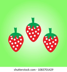 Three Red Strawberry Fruit Symbol Design