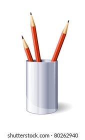 Three Red Vector Pencils In Glass