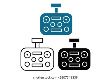 Three remote controls with different color schemes isolated design