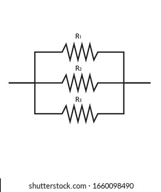 Three Resistors In Parallel, Vector Illustration