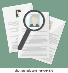 Three resume and magnifier