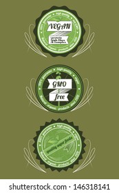 Three retro vector organic/non gmo/ECO badges