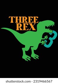 Three rex vector art design, eps file. design file for t-shirt. SVG, EPS cuttable design file svg