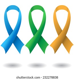 Three ribbons in aids form with shadow. eps10