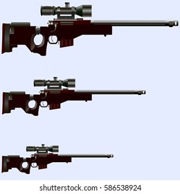 Three rifle shooting on a gray background. Vector illustration