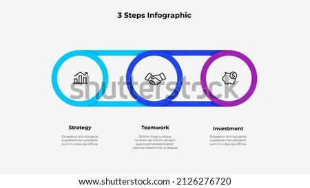 Three rings arranged in a horizontal row and interconnected. Timeline vector illustration. Infographic elements.