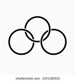 Three Rings Icon. Interconnection Symbol - Vector.