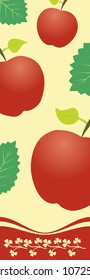 Three ripe apples on a yellow background