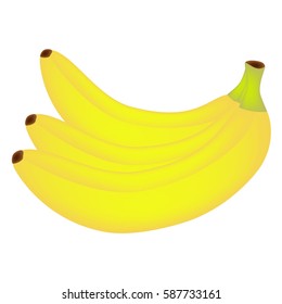 Three ripe bananas isolated on white background.