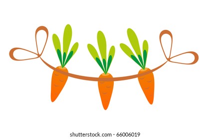 three ripe carrot on a white background