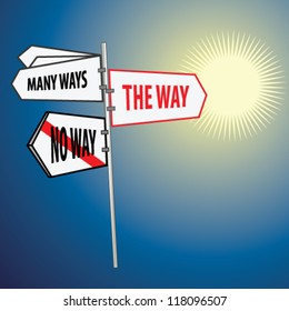 Three road sign directions. Humor.
