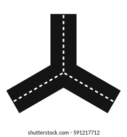 Three roads icon. Simple illustration of three roads vector icon for web