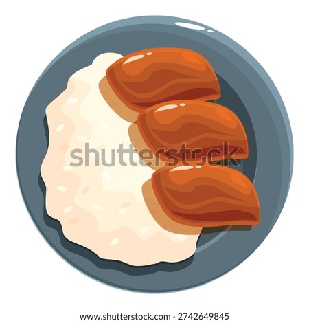 Three roasted pieces of chicken served with white rice on a round gray plate, offering a simple yet satisfying meal
