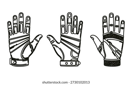Three robotic hands with mechanical fingers and wrist joints